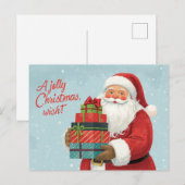 Weihnachtsmann mit Weihnachtsgeschenken Feiertagspostkarte (Vorne/Hinten)