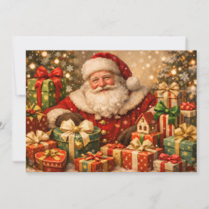 Weihnachtsmann mit Weihnachtsgeschenken im Vintage Feiertagskarte