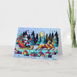 Weihnachtsmann mit Weihnachtsgeschenken Karte