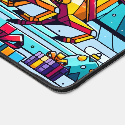 Weihnachtsmann mit Weihnachtsgeschenken Schreibtischunterlage (Ecke)