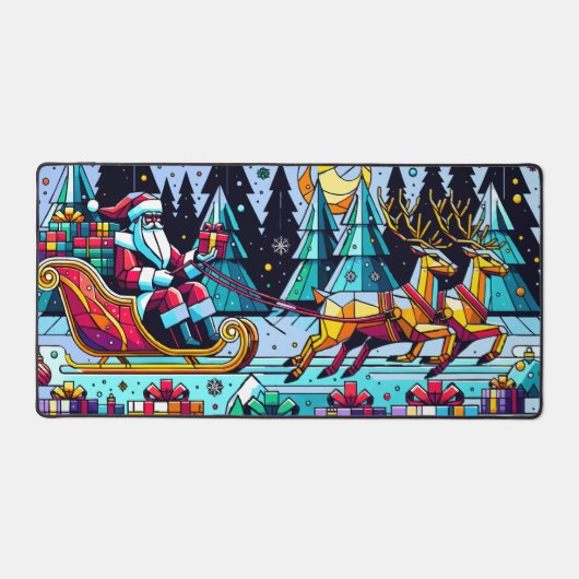 Weihnachtsmann mit Weihnachtsgeschenken Schreibtischunterlage (Vorderseite)