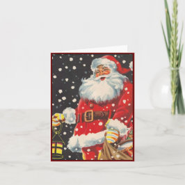 Weihnachtsmann mit Weihnachtsleuchte - Vintage-Bil Feiertagskarte