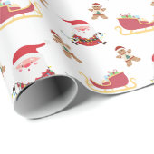 Weihnachtsmann mit Weihnachtslicht Lebkuchen Mann Geschenkpapier (Rolleneckpunkt)