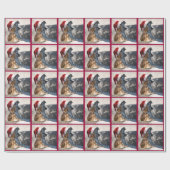 Weihnachtsmann mit Weihnachtsmannmütze Geschenkpapier (Flach)