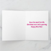 Weihnachtsmann mit weißem Kitten mit rosa Bow Karte (Innenseite)