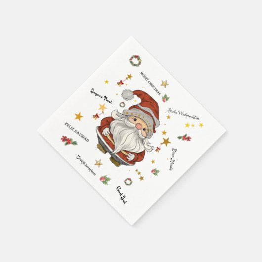 Weihnachtsmann mit Wihnachtsgrüßen Serviette (Ecke)