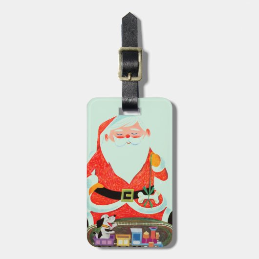 Weihnachtsmann mit Zug Gepäckanhänger (Vorderseite vertikal)