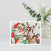 Weihnachtsmann mit zwei Hirschen, die Weihnachtsli Postkarte (Stehend Vorderseite)