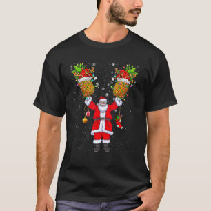 Weihnachtsmann mit zwei Rentier-Ananas-Weihnachtsk T-Shirt