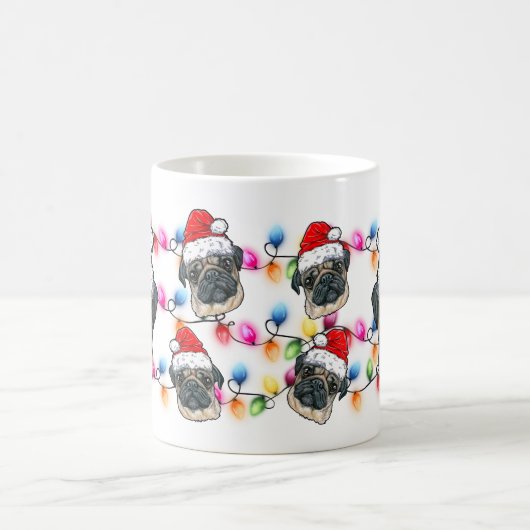 Weihnachtsmann Mops Haustier Hundezucht mit Namen Kaffeetasse (Mittel)