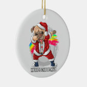 Weihnachtsmann Mops Keramik Ornament (Rechts)