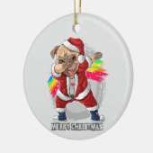Weihnachtsmann Mops Keramik Ornament (Links)