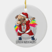 Weihnachtsmann Mops Keramik Ornament (Hinten)