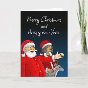 Weihnachtsmann, Mrs. Claus und Rudolph das Rentier Feiertagskarte