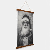 Weihnachtsmann Mugshot: Ungezogene Liste falsch Wandteppich Mit Holzrahmen (Gewinkelt)