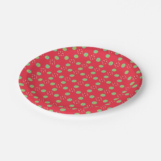 Weihnachtsmann Muster 03 - Pappteller (Schrägansicht)