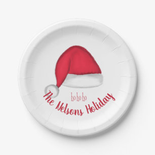 Weihnachtsmann-Mütze Feiertags-Papierteller 18cm Pappteller
