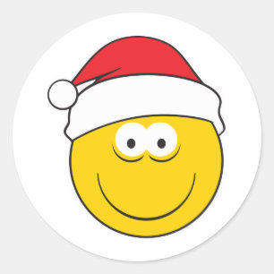 Weihnachtsmann-Mütze-Gesicht Runder Aufkleber