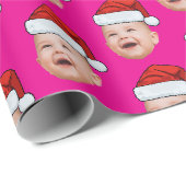 Weihnachtsmann-Mütze mit individuellem Gesichtsfot Geschenkpapier (Rolleneckpunkt)