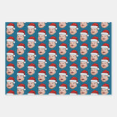 Weihnachtsmann-Mütze mit individuellem Gesichtsfot Geschenkpapier Set (Vorderseite 2)