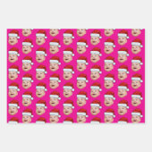 Weihnachtsmann-Mütze mit individuellem Gesichtsfot Geschenkpapier Set (Vorderseite)