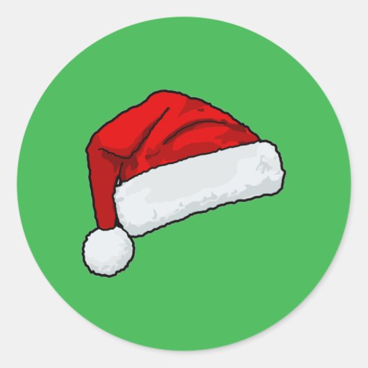 Weihnachtsmann-Mütze Runder Aufkleber (Vorderseite)
