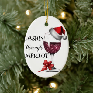 Weihnachtsmann-Mützen-Weinglas-Ornament - Keramik Ornament