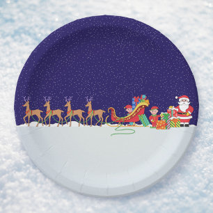 Weihnachtsmann Nacht Papier Teller