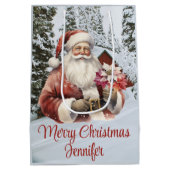 Weihnachtsmann Name Winter Schnee Weihnachtszeit S Mittlere Geschenktüte (Rückseite)