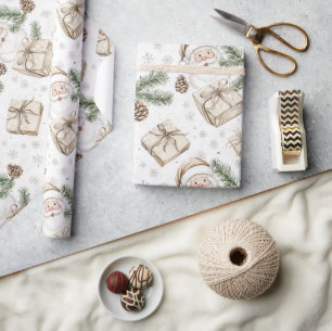 Weihnachtsmann Neutrales Vintage-Weihnachten Geschenkpapier