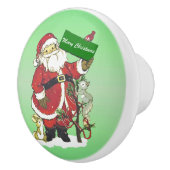 Weihnachtsmann-Niedliche Tiere frohe Weihnachten Keramikknauf (Rechts)