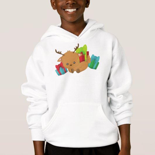 Weihnachtsmann, Niedlicher Rentier, Geschenke, Ges Hoodie (Vorderseite)