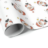 Weihnachtsmann, niedliches Neujahrsmuster Geschenkpapier (Rolleneckpunkt)