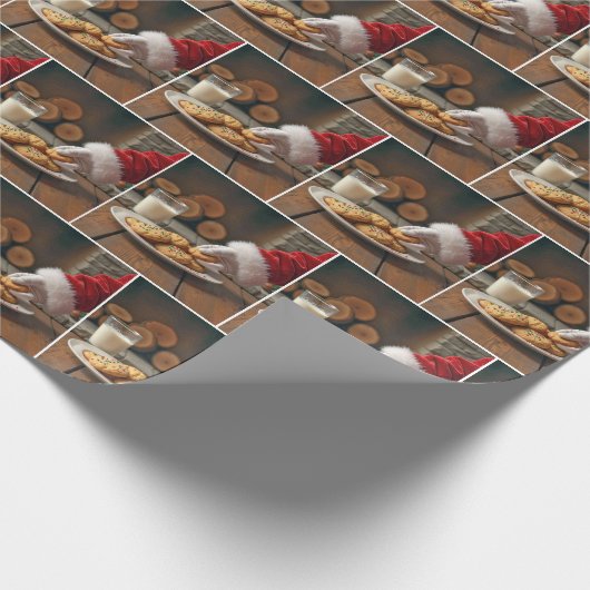 Weihnachtsmann nimmt einen Keks Geschenkpapier (Ecke)