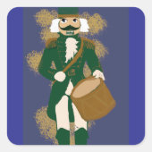 Weihnachtsmann Nussknacker Dunkelblau Quadratischer Aufkleber (Vorderseite)