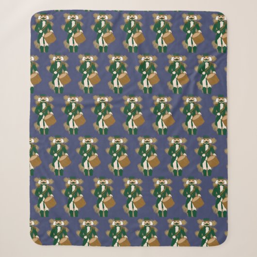 Weihnachtsmann Nussknacker Dunkelblau Sherpadecke (Vorderseite)