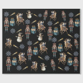 Weihnachtsmann Nussknacker Sternschnuppe festlich Geschenkpapier (Flach)