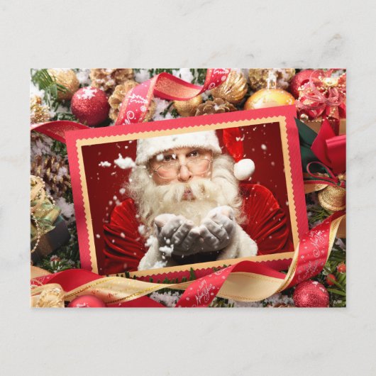 Weihnachtsmann oder IHR FOTO Weihnachtskarte Feiertagspostkarte (Vorderseite)