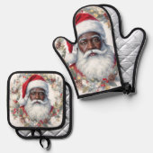 Weihnachtsmann  ofenhandschuh & Topflappen-Set (Vorderseite/Rückseite)
