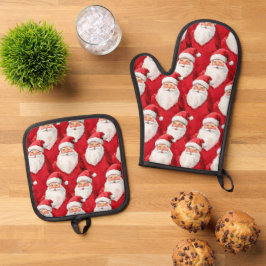Weihnachtsmann Ofenhandschuh & Topflappen-Set