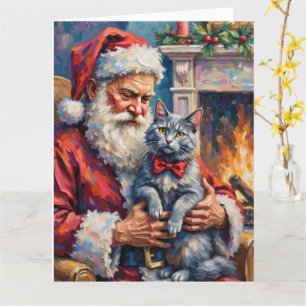 Weihnachtsmann Oriental Blue Cat Weihnachtskunst Karte