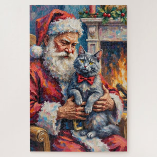 Weihnachtsmann Orientalisch Blaue Katze Weihnachts Puzzle