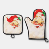 Weihnachtsmann Oven Mitt & Pot Holder Ofenhandschuh & Topflappen-Set (Vorderseite)