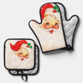 Weihnachtsmann Oven Mitt & Pot Holder Ofenhandschuh & Topflappen-Set (Vorderseite/Rückseite)