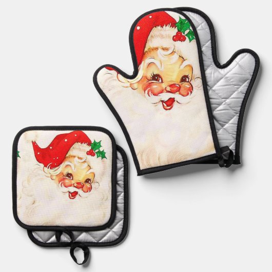 Weihnachtsmann Oven Mitt & Pot Holder Ofenhandschuh & Topflappen-Set (Vorderseite/Rückseite)