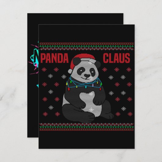 Weihnachtsmann Pand| Schönes Panda-Design Einladung (Vorne/Hinten)