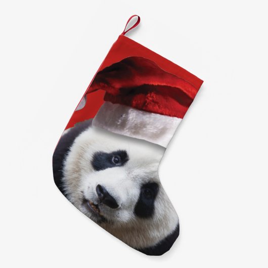 Weihnachtsmann-Panda-Bär Kleiner Weihnachtsstrumpf (Vorderansicht (hängend))