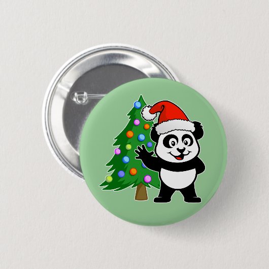 Weihnachtsmann-Panda Button (Vorne & Hinten)