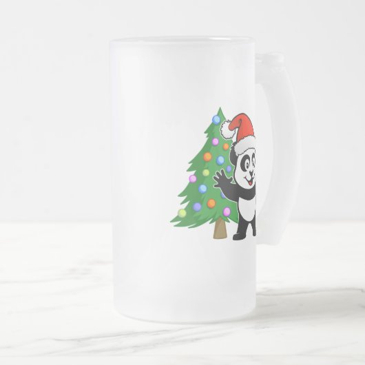 Weihnachtsmann Panda Mattglas Bierglas (VorderseiteRechts)
