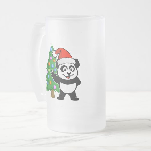 Weihnachtsmann Panda Mattglas Bierglas (Vorderseite Links)